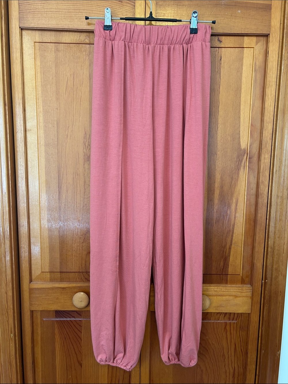 Zenana Dusty Rose Open‑Leg Harem Pants Small New Soft Stretch Loungewear